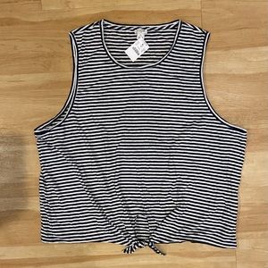 Striped Tie-Front Tank Top